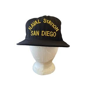 Naval Station San Diego Hat Snapback Inner Tag Missing Black